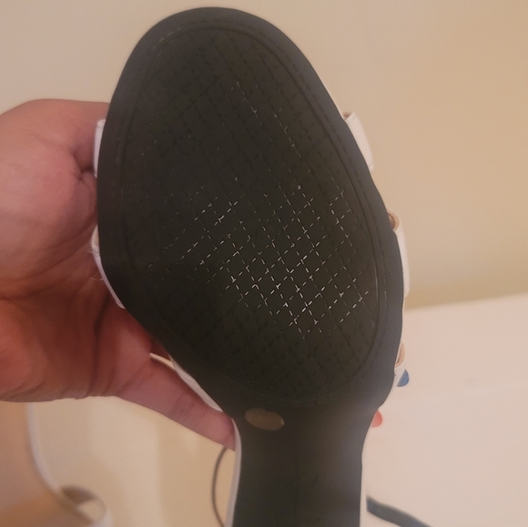 NWOT Jessica Simpson Black White Open Toe Strappy Heel Sandals Shoes Size 8.5 - Picture 4 of 5